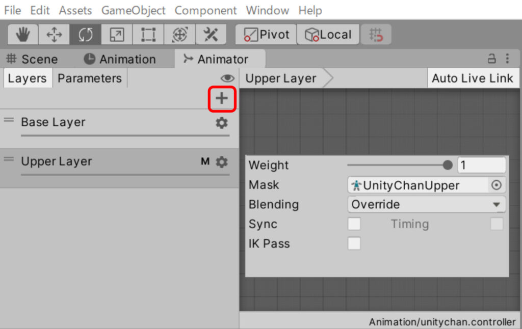 Unity-アニメーターで新しいレイヤーの追加