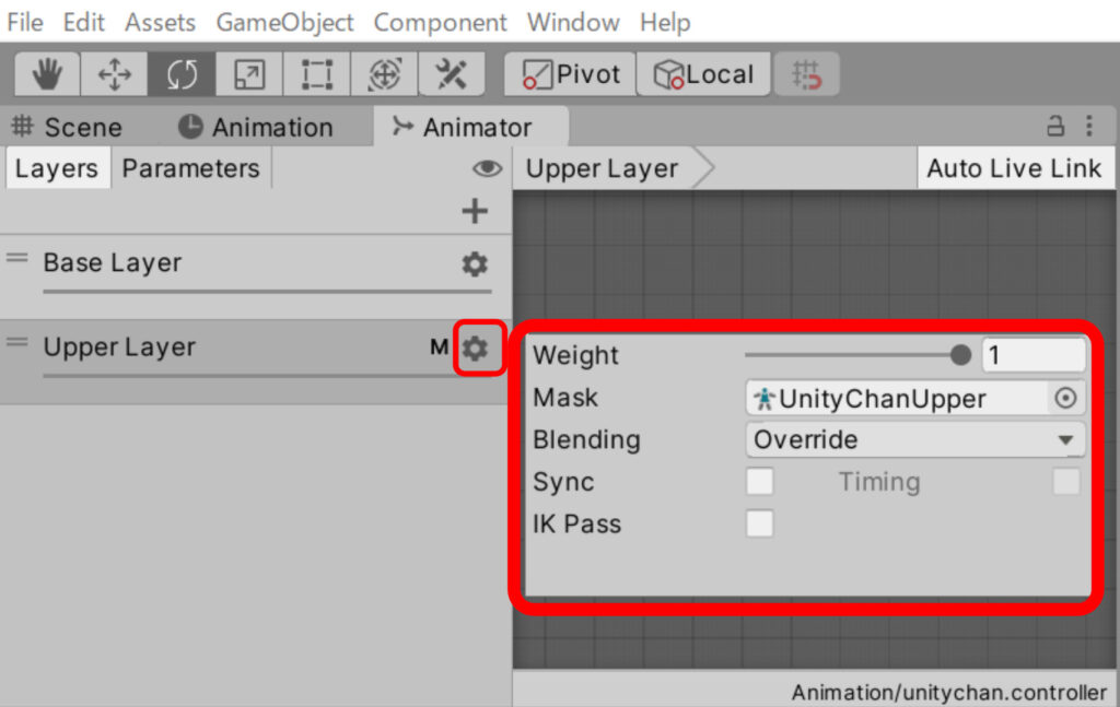 Unity-アニメーターで新しいレイヤーの設定